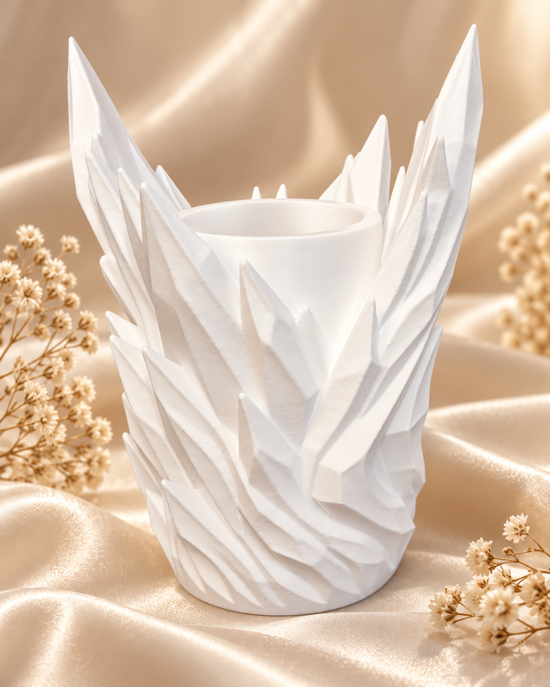 Vază decorativă 3D cu aripi – design sculptural