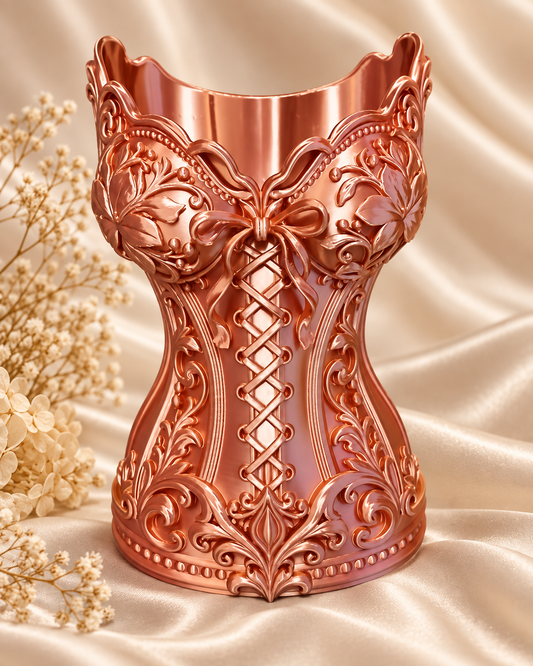 Vază decorativă 3D tip corset – design ornamental