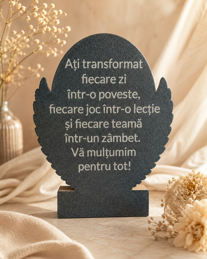 Trofeu personalizat pentru cadre didactice – cu nume și mesaj gravat