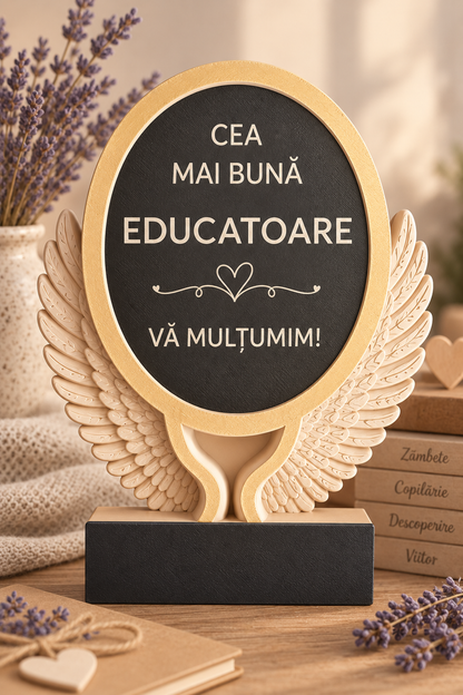 Trofeu personalizat pentru cadre didactice – cu nume și mesaj gravat