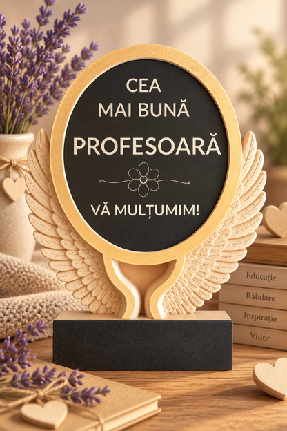 Trofeu personalizat pentru cadre didactice – cu nume și mesaj gravat