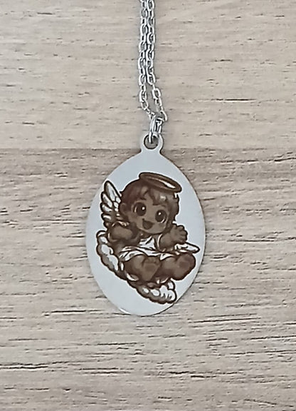 Lănțișor personalizat cu pandantiv oval gravat
