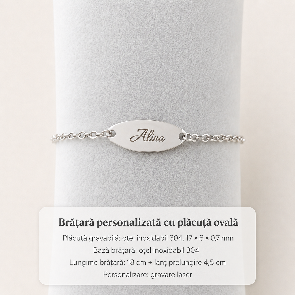 Brățară personalizată din oțel inoxidabil cu mesaj gravat