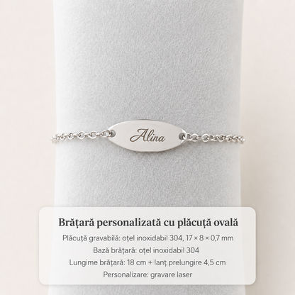 Brățară personalizată din oțel inoxidabil cu mesaj gravat