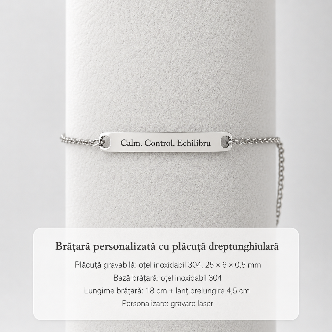 Brățară personalizată din oțel inoxidabil cu mesaj gravat