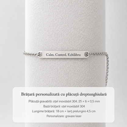 Brățară personalizată din oțel inoxidabil cu mesaj gravat