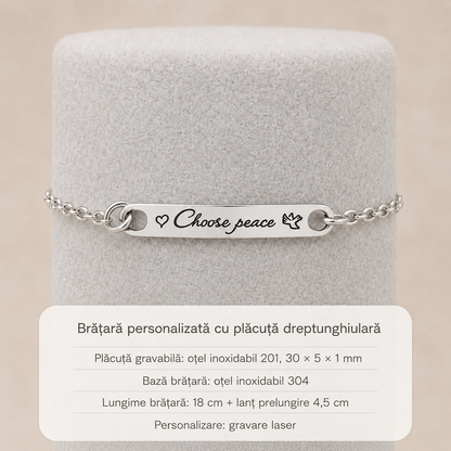 Brățară personalizată din oțel inoxidabil cu mesaj gravat