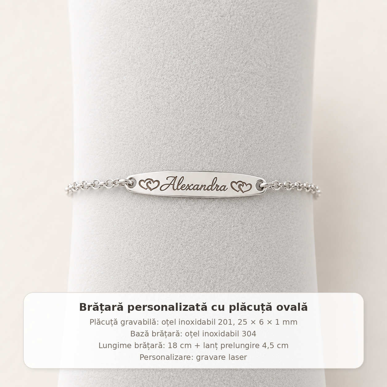 Brățară personalizată din oțel inoxidabil cu mesaj gravat