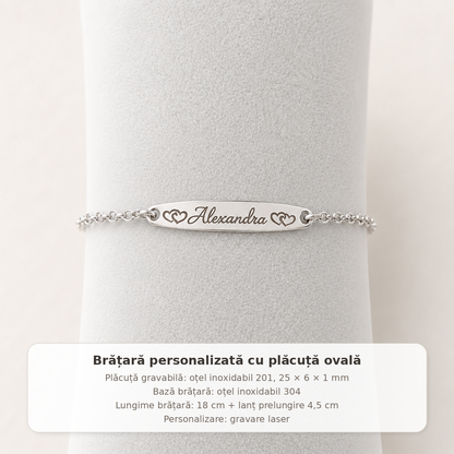 Brățară personalizată din oțel inoxidabil cu mesaj gravat