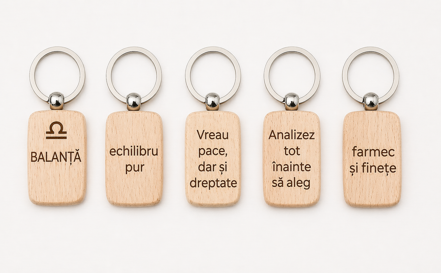 Breloc din lemn personalizat cu zodie