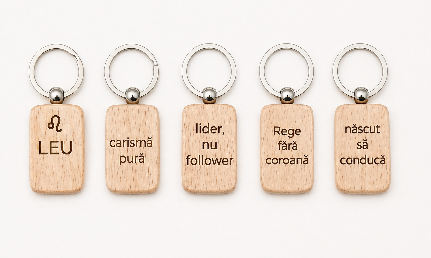 Breloc din lemn personalizat cu zodie