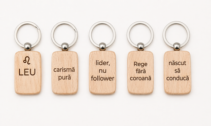 Breloc din lemn personalizat cu zodie