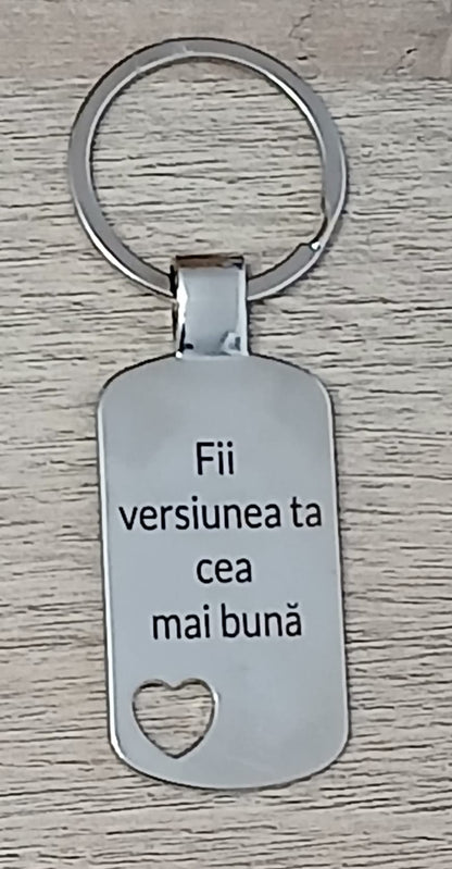 Breloc din oțel inoxidabil, personalizat cu mesaj motivațional