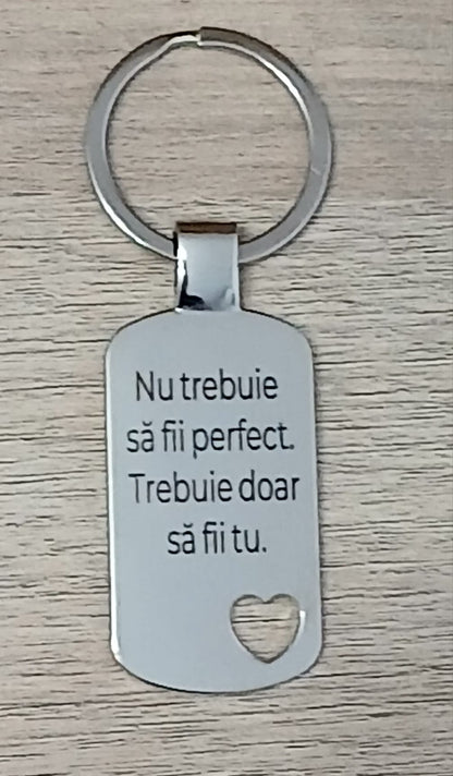 Breloc din oțel inoxidabil, personalizat cu mesaj motivațional