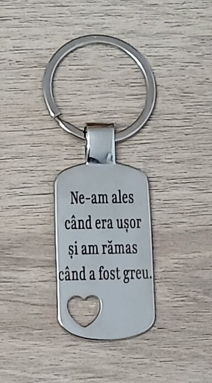 Breloc din oțel inoxidabil, personalizat pentru cuplu