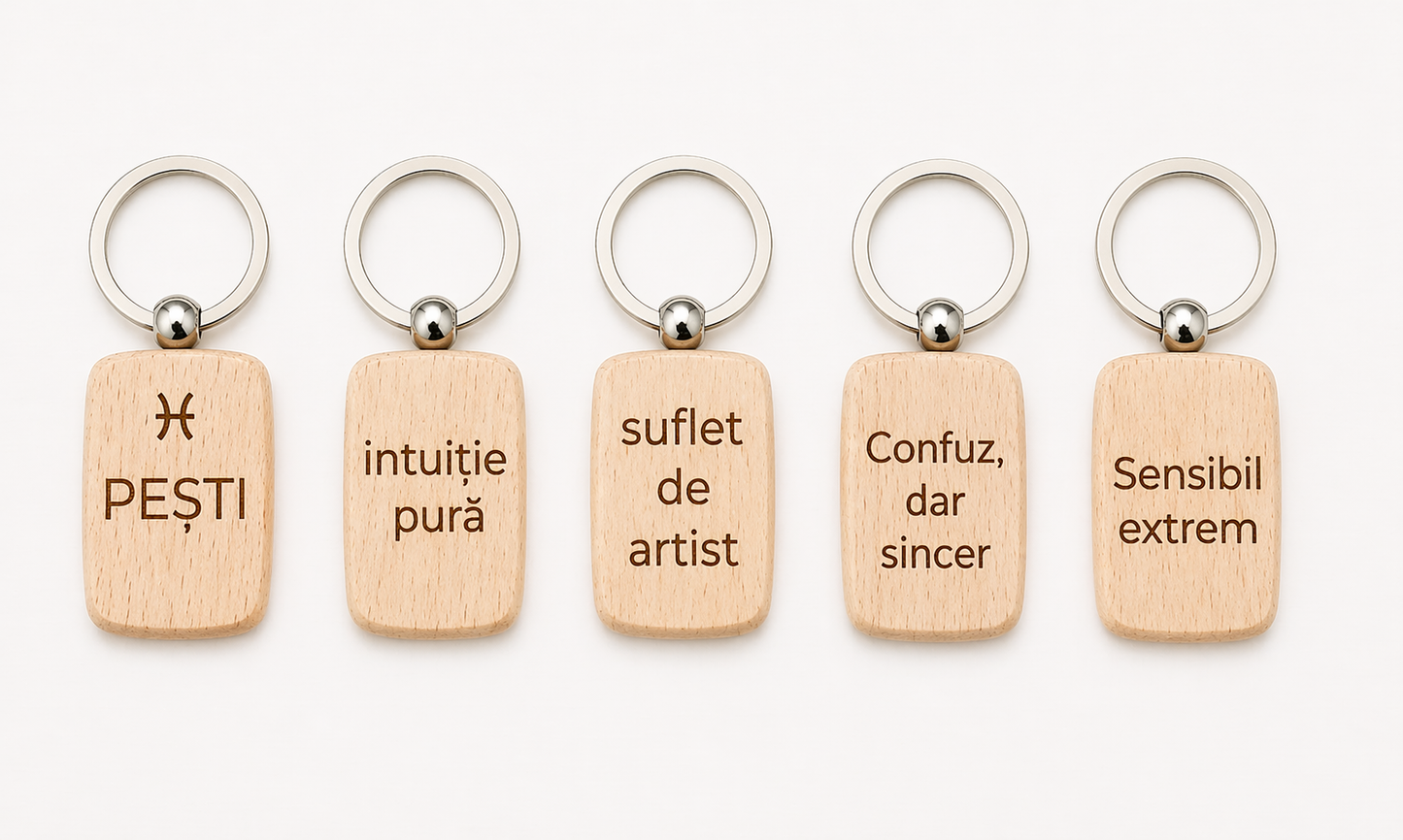 Breloc din lemn personalizat cu zodie