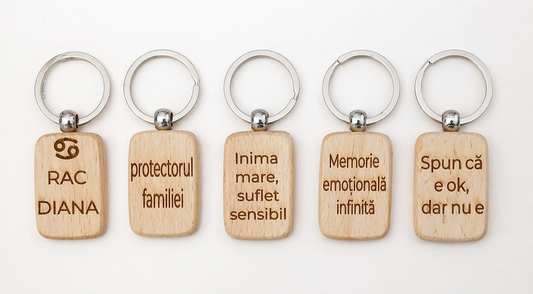 Breloc din lemn personalizat cu zodie