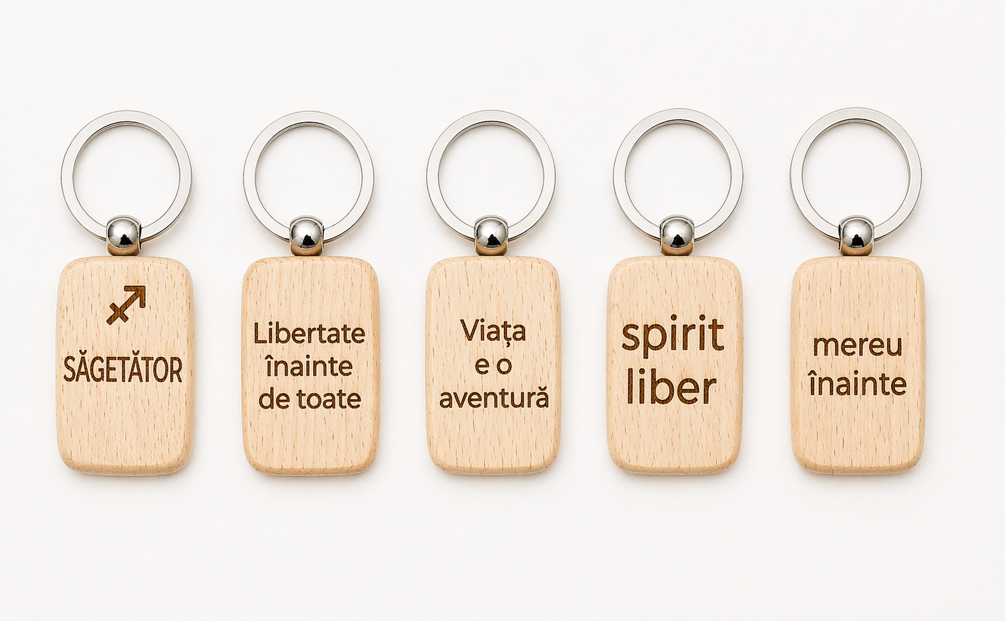 Breloc din lemn personalizat cu zodie