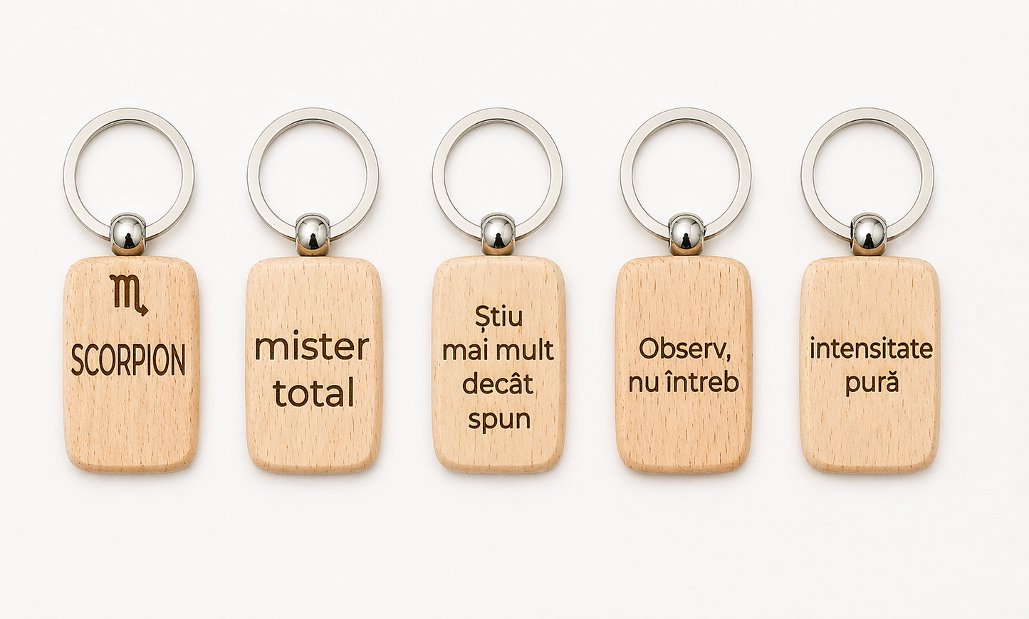 Breloc din lemn personalizat cu zodie