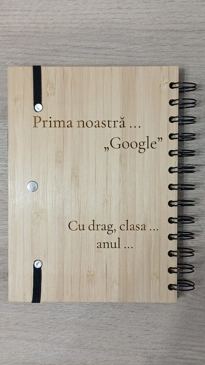 Carnet din bambus cu pix, personalizat pentru cadre didactice
