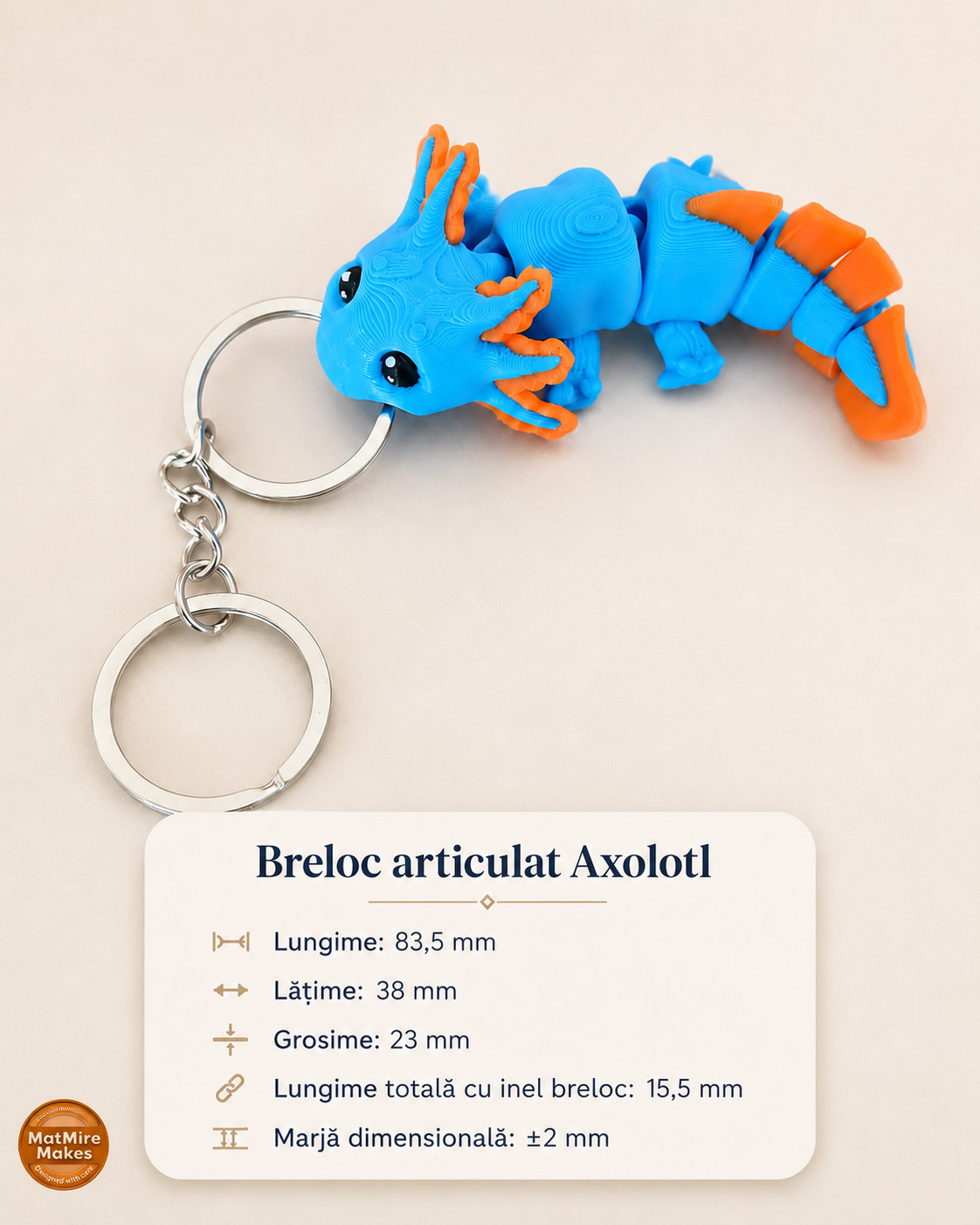 Breloc articulat din PLA – model flexi 3D