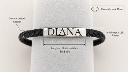 Brățară personalizată din material sintetic cu plăcuță din oțel inoxidabil