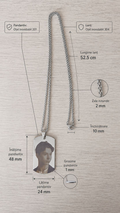 Lănțișor personalizat din oțel inoxidabil cu fotografie