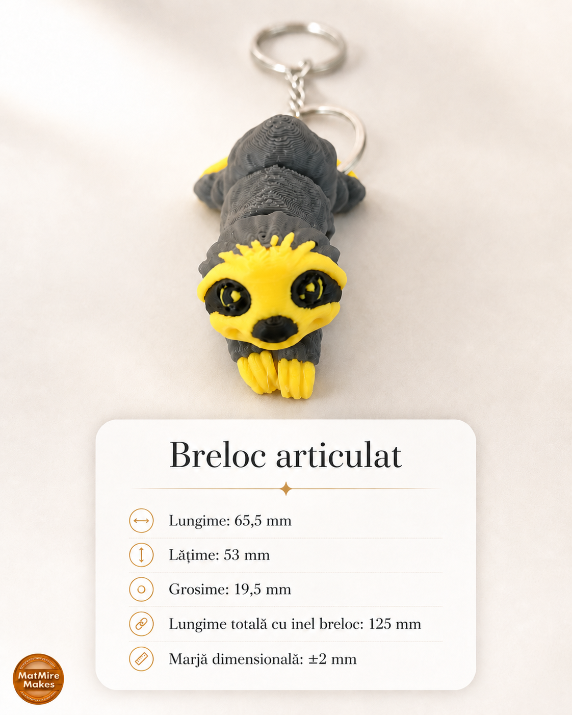 Breloc articulat din PLA – model flexi 3D