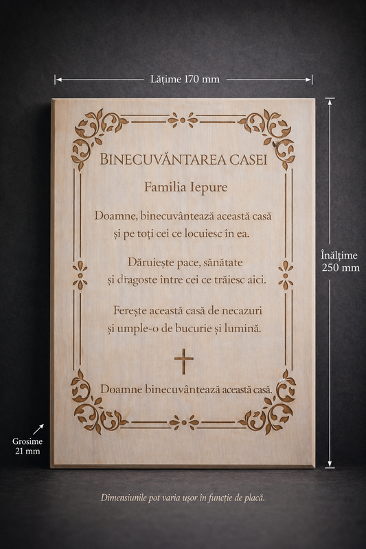 Placă din lemn de tei – Binecuvântarea casei