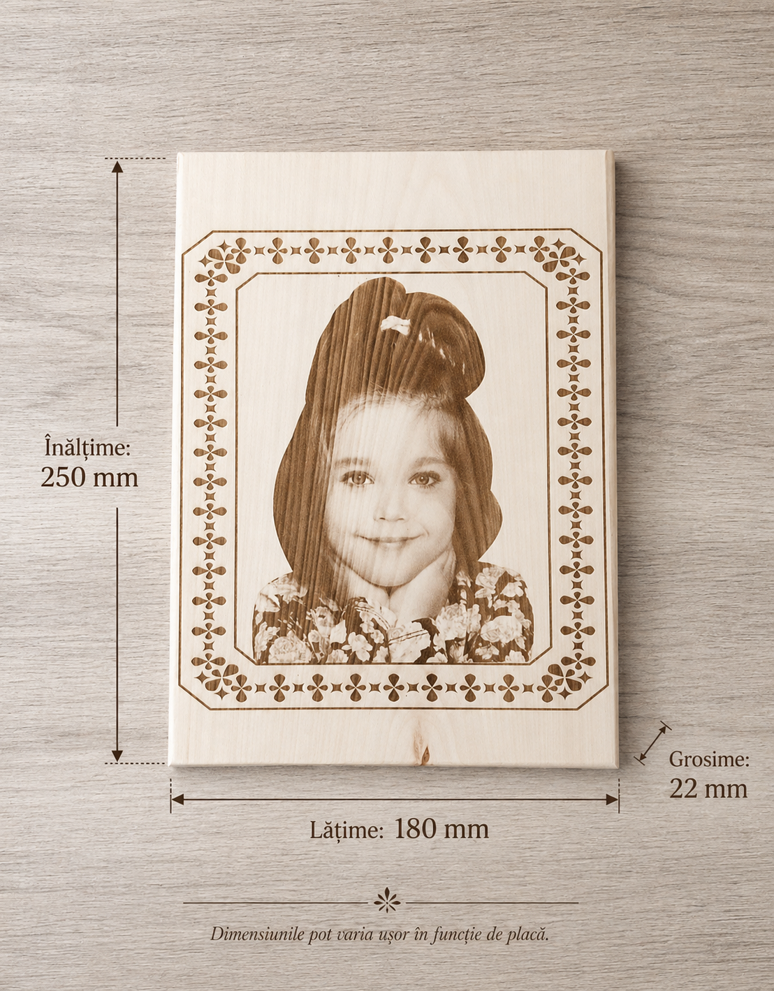 PLACĂ FOTO PERSONALIZATĂ DIN LEMN DE TEI