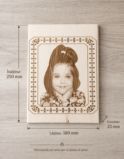 PLACĂ FOTO PERSONALIZATĂ DIN LEMN DE TEI