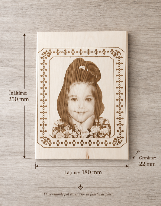 PLACĂ FOTO PERSONALIZATĂ DIN LEMN DE TEI