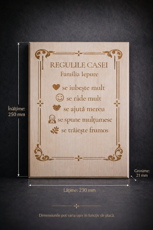 Placă din lemn de tei – Regulile casei
