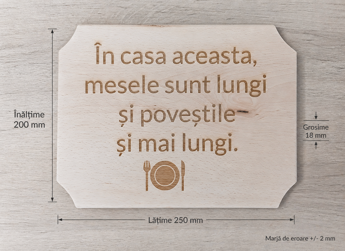 Placă decorativă din lemn tip tocător, personalizată