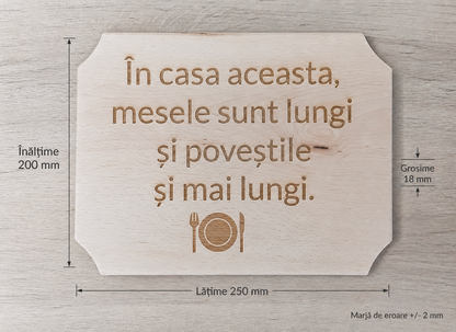 Placă decorativă din lemn tip tocător, personalizată