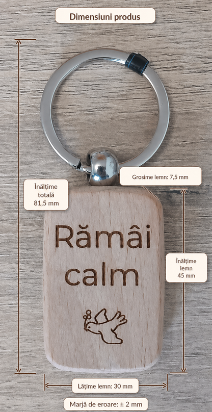 Breloc din lemn, personalizat cu mesaj motivațional