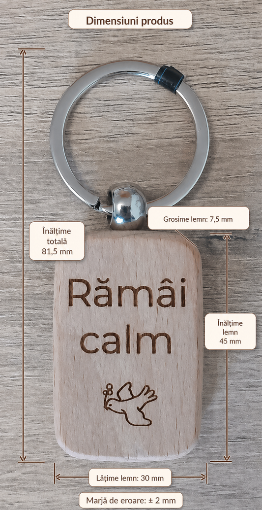 Breloc din lemn, personalizat cu mesaj motivațional