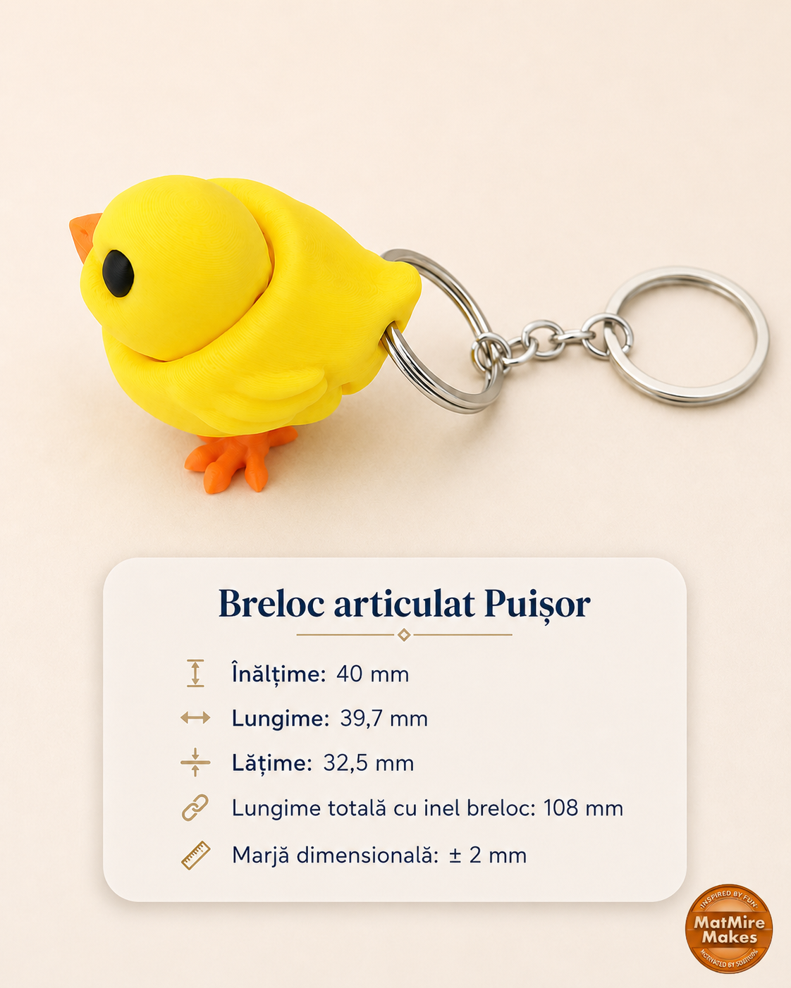 Breloc articulat din PLA – model flexi 3D