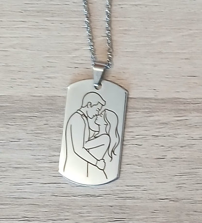 Lănțișor personalizat din oțel inoxidabil cu pandantiv rectangular