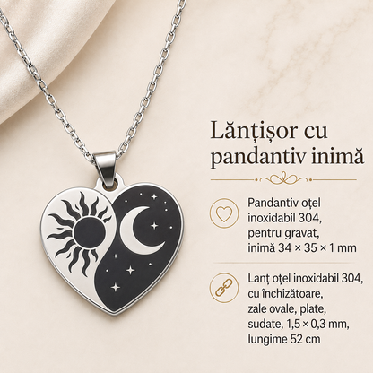 Lănțișor din oțel inoxidabil personalizat cu pandantiv inimă