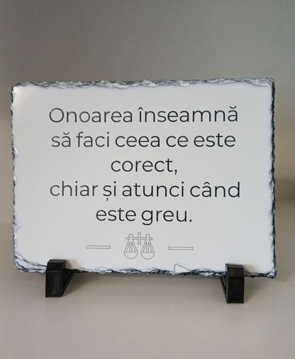 Placă dreptunghiulară de ardezie cu mesaj motivațional