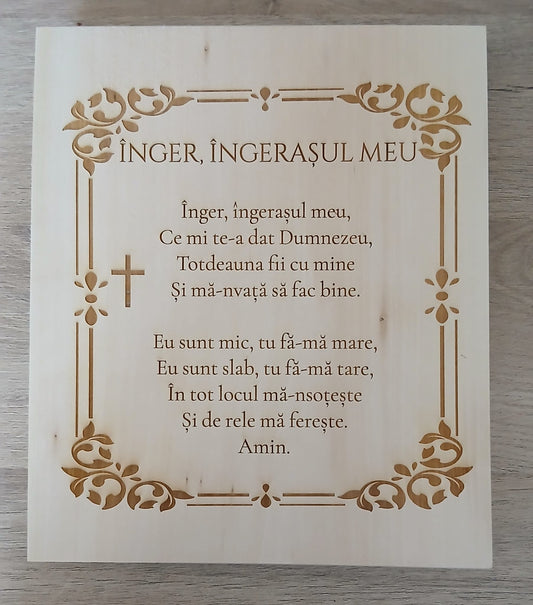 Placă din lemn de tei - Rugăciune