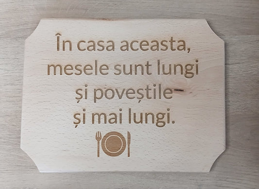 Placă decorativă din lemn tip tocător, personalizată