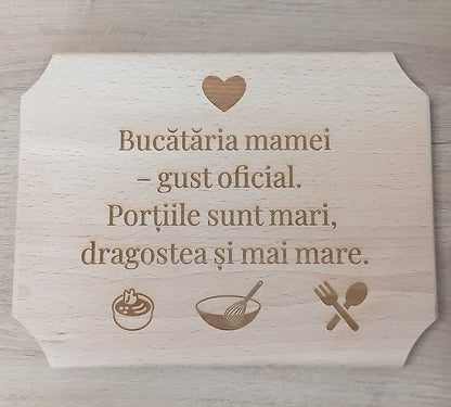 Placă decorativă din lemn tip tocător, personalizată