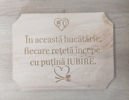 Placă decorativă din lemn tip tocător, personalizată