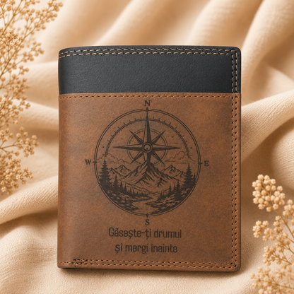Portofel personalizat vertical 2311 din piele naturală tip Hunter