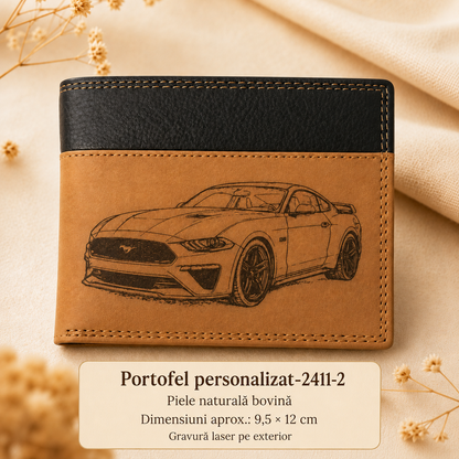 Portofel personalizat 2411-2 din piele naturală bovină