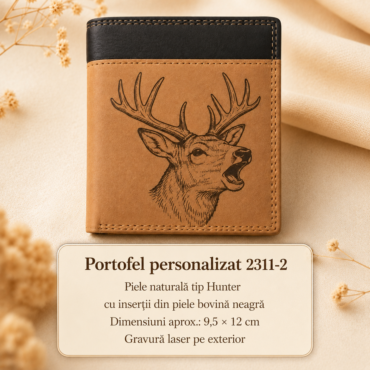 Portofel personalizat 2311-2 din piele naturală tip Hunter
