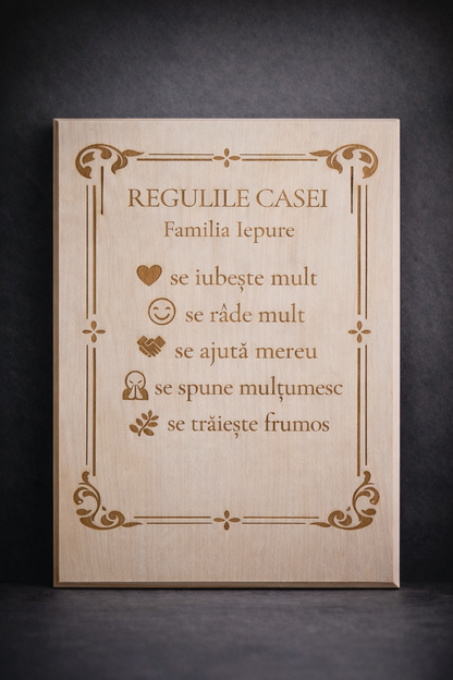 Placă din lemn de tei – Regulile casei