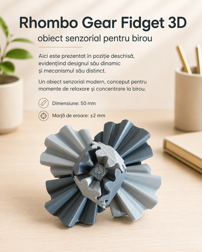 Rhombo Gear Fidget 3D – obiect senzorial pentru birou